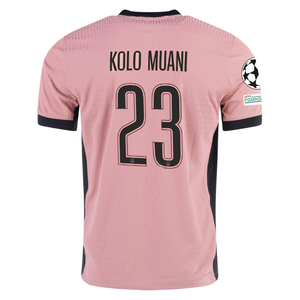 Nike Paris Saint-Germain Authentic Randal Kolo Muani Third Jersey w/ Champions League Patches 24/25 (Rust Pink/Black)