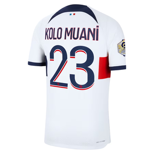 Nike Paris Saint-Germain Authentic Kolo Muani Hakimi Match Vaporknit Away Jersey w/ Ligue 1 Patch 23/24 (White/Midnight Navy)