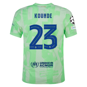 Nike Barcelona Authentic Jules Koundé Third Jersey w/ Champions League Patches 24/25 (Barely Volt/Old Royal)