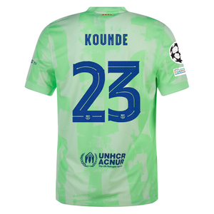 Nike Barcelona Jules Koundé Third Jersey w/ Champions League Patches 24/25 (Barely Volt/Old Royal)