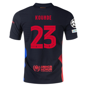 Nike Barcelona Authentic Jules Kounde Away Jersey w/ Champions League Patches 24/25 (Black/University Red/Hyper Royal)