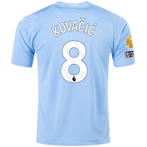 Puma Manchester City Mateo Kovacic Home Jersey w/ EPL + No Room For Racism + Club World Cup Patches 23/24 (Team Light Blue/Puma White)