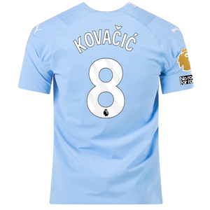Puma Manchester City Authentic Mateo Kovacic Home Jersey w/ EPL + No Room For Racism Patches 23/24 (Team Light Blue/Puma White)