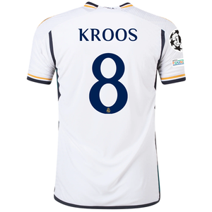 adidas Real Madrid Authentic Toni Kroos Home Jersey w/ Champions League + Club World Cup Patches 23/24 (White)