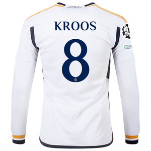 adidas Real Madrid Long Sleeve Toni Kroos Home Jersey w/ Champions League + Club World Cup Patches 23/24 (White)
