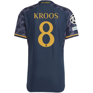 adidas Real Madrid Authentic Toni Kroos Away Jersey w/ Champions League + Club World Cup Patch 23/24 (Legend Ink/Preloved Yellow)