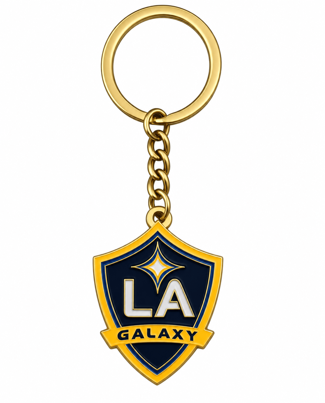 LA Galaxy Double Sided Metal Crest Keychain | SoccerWearhouse