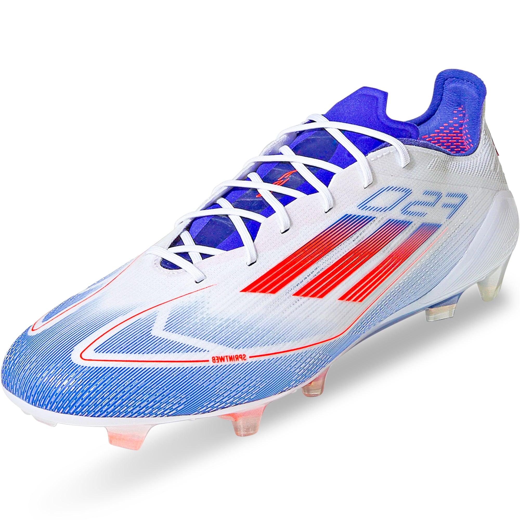 Adidas F50 Elite Laceless FG Soccer Cleats White Metallic Blue Adidas F50 Elite Laceless FG Soccer Cleats White Metallic Blue