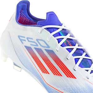 adidas F50 Elite FG Soccer Cleats (White/Solar Red/Lucid Blue)