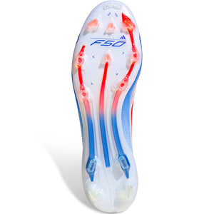 adidas F50 Elite FG Soccer Cleats (White/Solar Red/Lucid Blue)