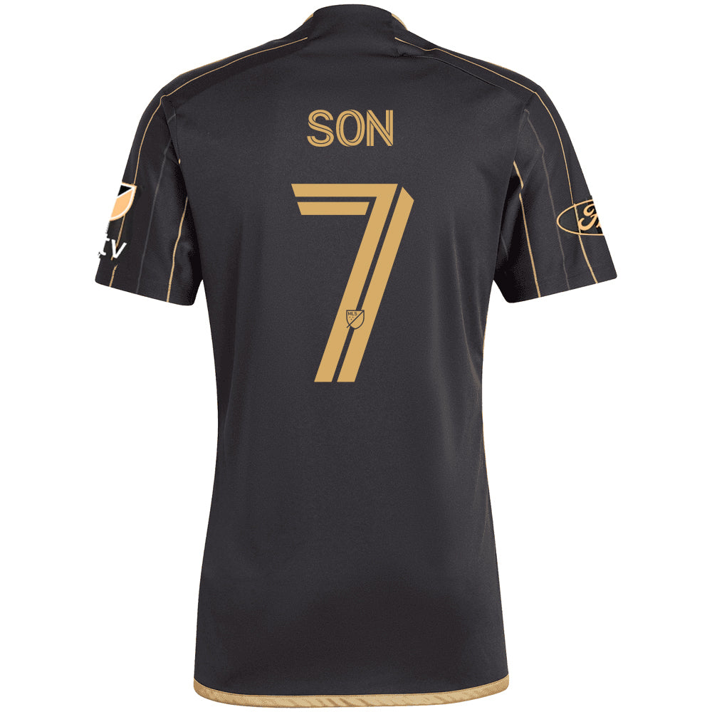 adidas Men's Son Heung-min LAFC Home 2025 Jersey w/ MLS + Apple TV + Ford Patches (Black/Gold)