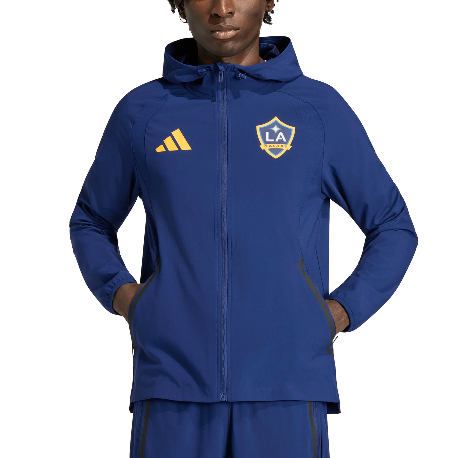 adidas LA Galaxy Travel Full Zip Windbreaker Jacket 25/26 (Dark Blue/Gold)