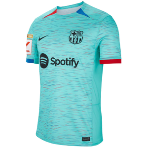 Nike Barcelona Raphina Third Jersey w/ La Liga Champion Patches 23/24 (Light Aqua/Royal Blue)