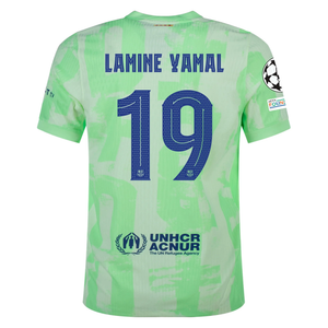 Nike Barcelona Authentic Lamine Yamal Third Jersey w/ Champions League Patches 24/25 (Barely Volt/Old Royal)