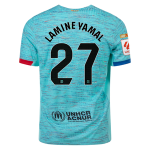 Nike Barcelona Authentic Lamine Yamal Match Vaporknit Third Jersey w/ La Liga Champion Patches 23/24 (Light Aqua/Royal Blue)