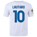 Nike Inter Milan Lautaro Martinez Away Jersey w/ Champions League + Copa Italia Patches 23/24 (White/Lyon Blue)