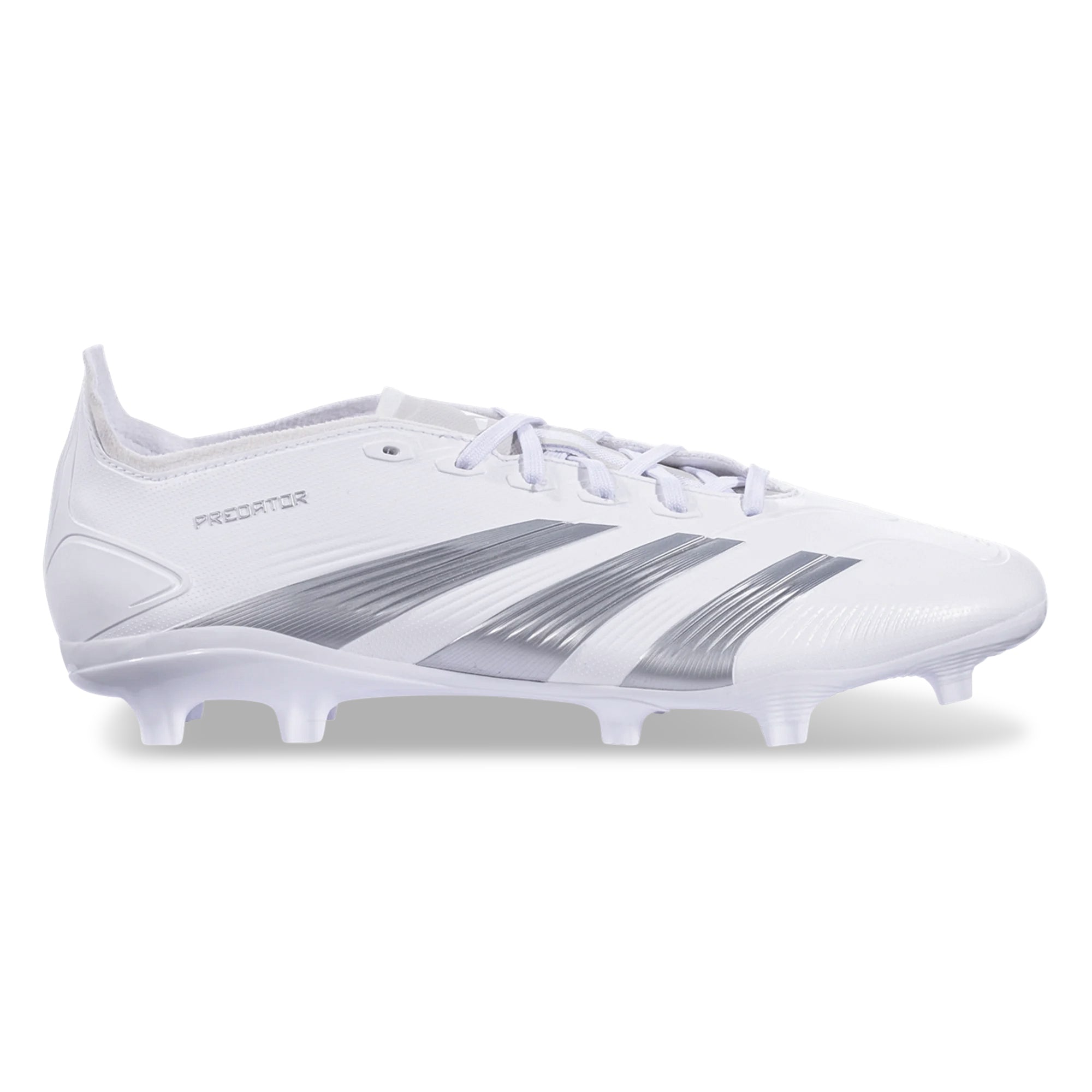 adidas Predator League Firm Ground Soccer Cleats (White/Silver Metallic)