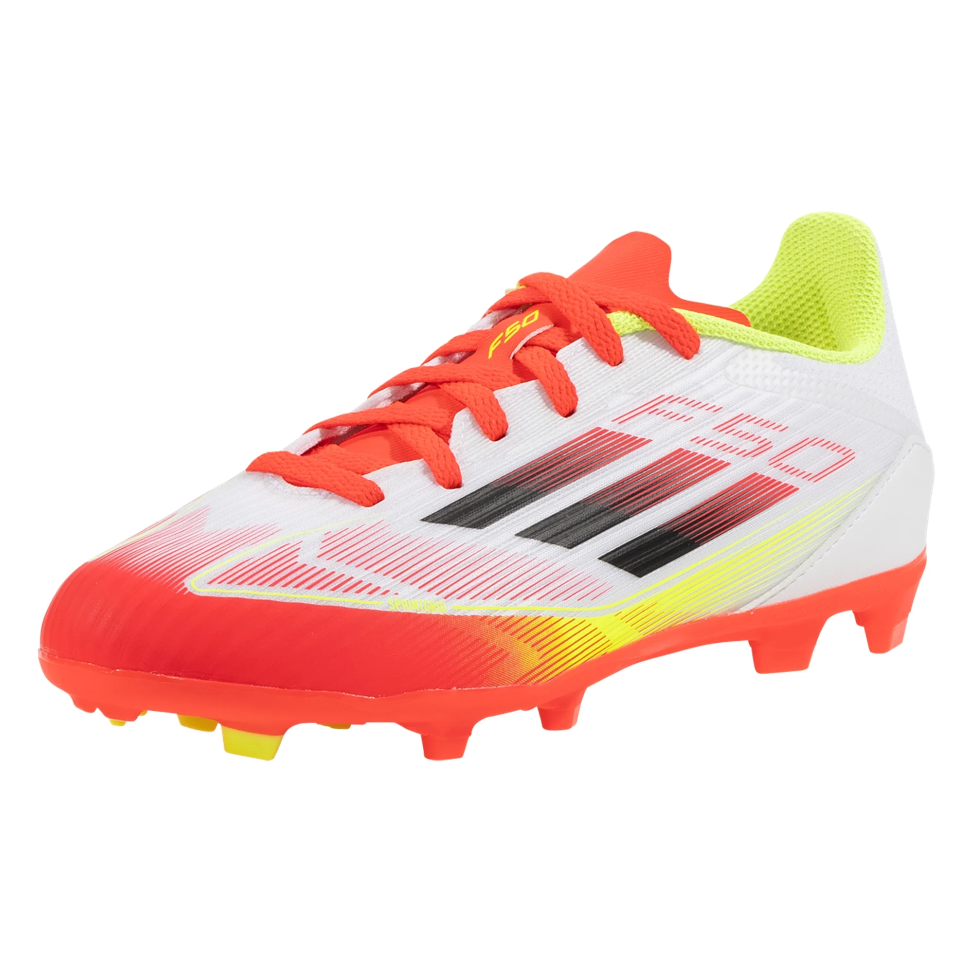 adidas F50 League FG/MG Soccer Cleats (White/Black/Yellow