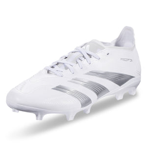 adidas Predator League Firm Ground Soccer Cleats (White/Silver Metallic)