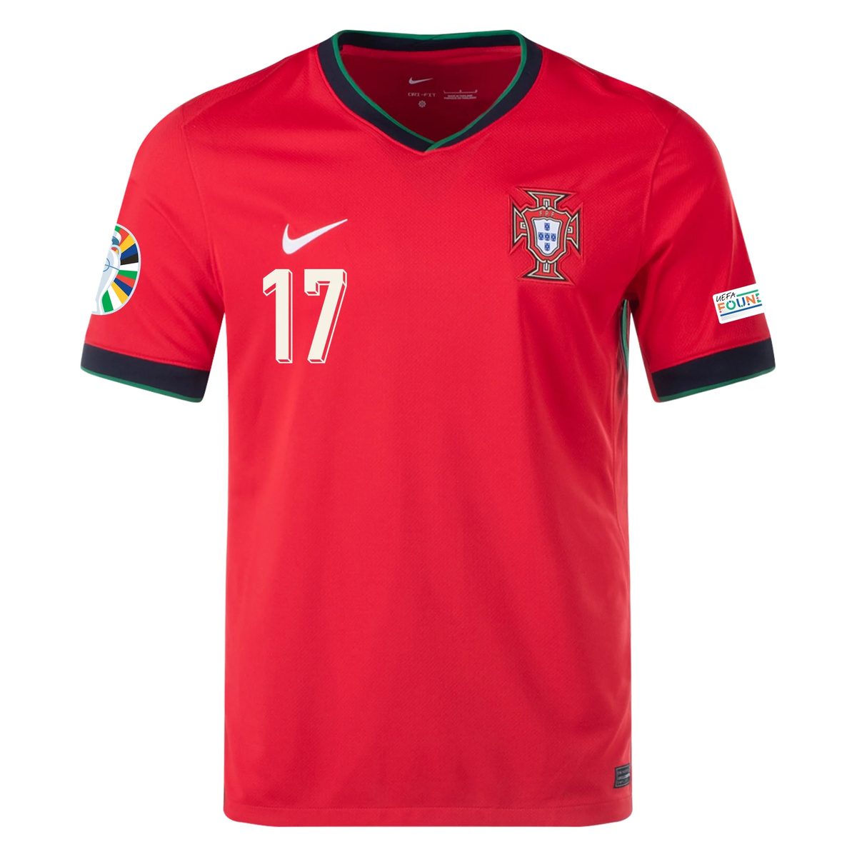 Nike Portugal Rafael Leão Home Jersey w/ Euro 2024 Patches 24/25 (Univ ...