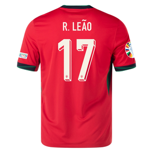 Nike Portugal Rafael Leão Home Jersey w/ Euro 2024 Patches 24/25 (University Red/Pine Green/Sail)