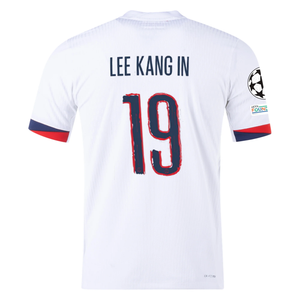 Nike Paris Saint-Germain Authentic Lee Kang-in Away Jersey w/ Champions League Patches 24/25 (White/Midnight Navy)