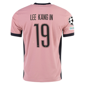 Nike Paris Saint-Germain Authentic Lee Kang-in Third Jersey w/ Champions League Patches 24/25 (Rust Pink/Black)