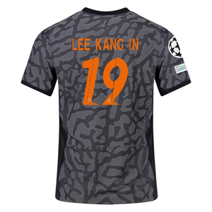 Nike Paris Saint-Germain Authentic Lee Kang In Match Third Jersey w/ Champions League Patches 23/24 (Anthracite/Black/Stone)