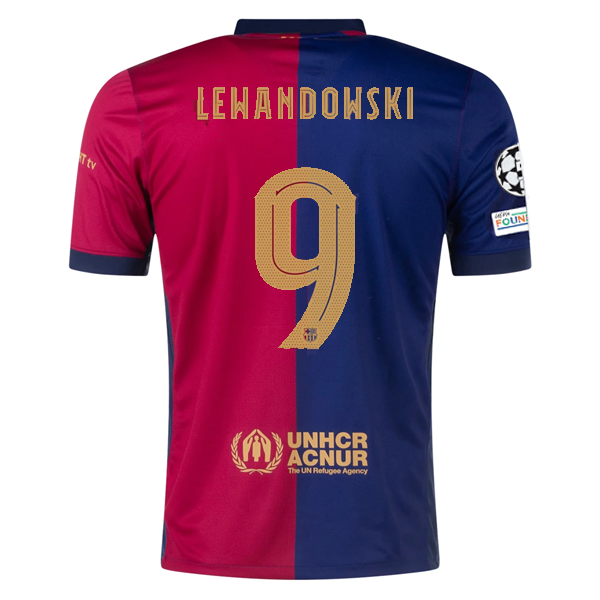 Nike Barcelona Robert Lewandowski Home Jersey w/ Champions League Patc ...