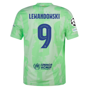 Nike Barcelona Robert Lewandowski Third Jersey w/ Champions League Patches 24/25 (Barely Volt/Old Royal)