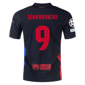 Nike Barcelona Authentic Robert Lewandowski Away Jersey w/ Champions League Patches 24/25 (Black/University Red/Hyper Royal)