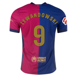 Nike Barcelona Authentic Robert Lewandowski Home Jersey w/ La Liga Patch 24/25 (Royal/Nobel Red/Club Gold)