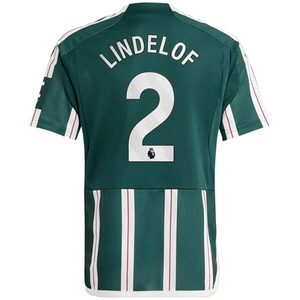 adidas Youth Manchester United Victor Lindelof Away Jersey 23/24 (Green Night/Core White/Active Maroon)