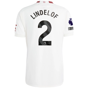 adidas Manchester United Victor Lindelof Third Jersey w/ EPL + No Room For Racism Patches 23/24 (Cloud White/Red)
