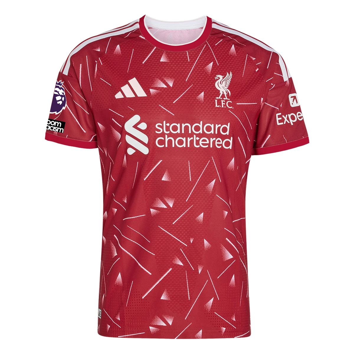 adidas Mens Liverpool Authentic Dominik Szoboszlai Home Jersey w/ EPL + No Room For Racism Patches 26/27 (Red)