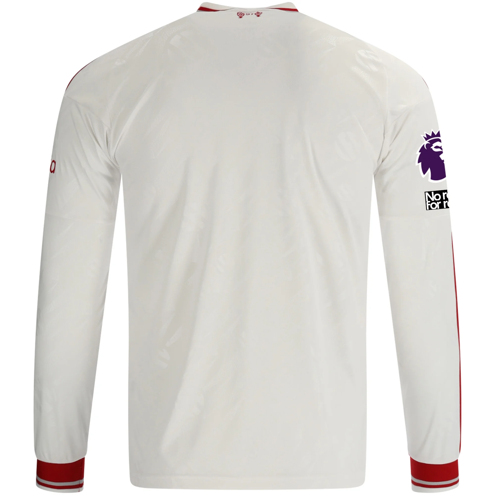 adidas Mens Liverpool Long Sleeve Away Jersey w/ EPL + No Room For Racism Patches 26/27 (White/Red)