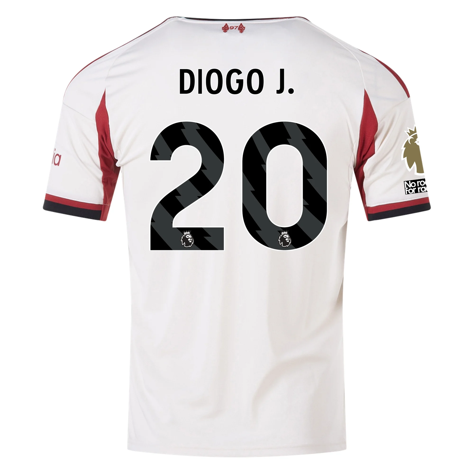 adidas Men's Liverpool Diogo Jota Away Jersey w/ EPL Champions Patch 25/26 (Wonder White)