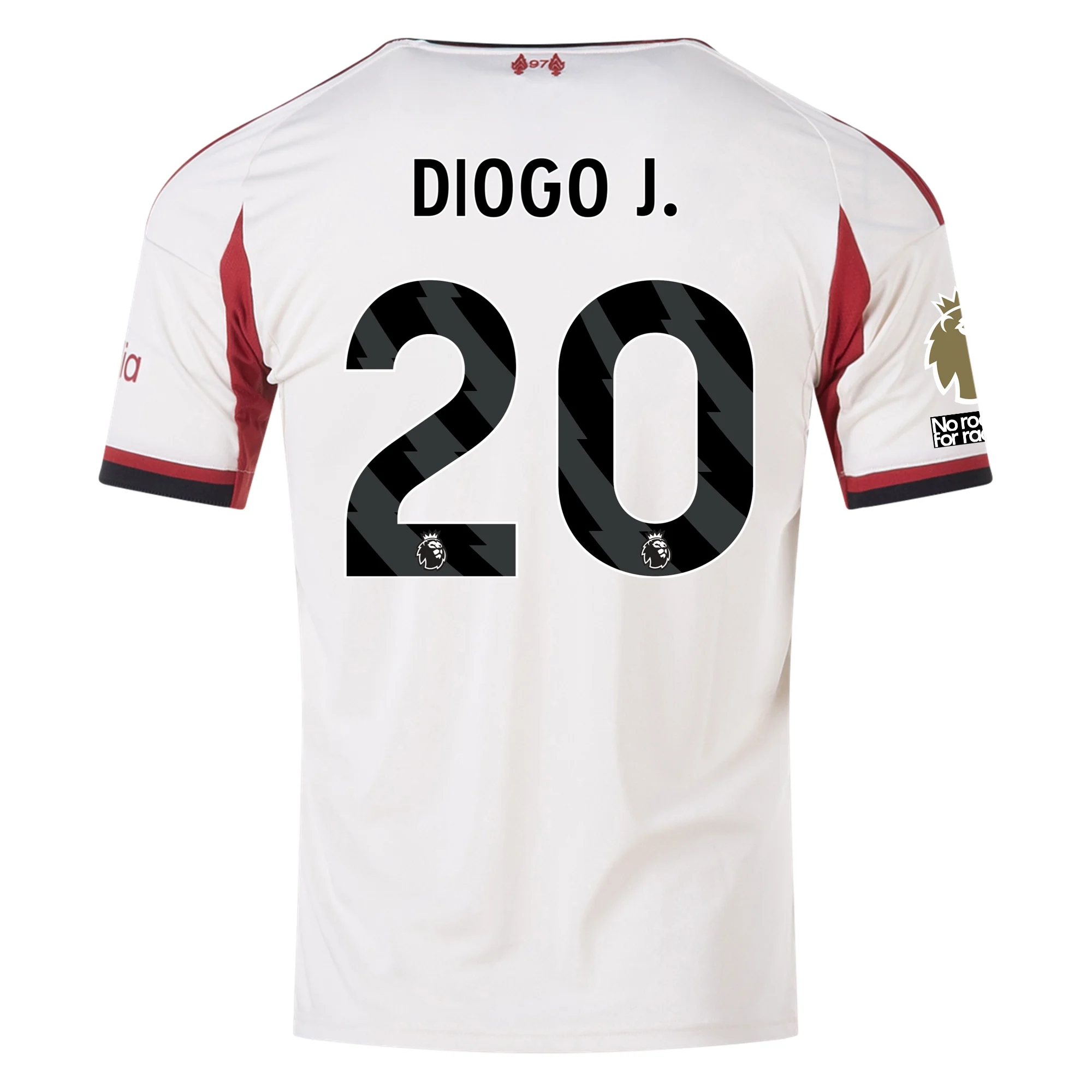 adidas Men's Liverpool Diogo Jota Away Jersey w/ EPL Champions Patch 25/26 (Wonder White)