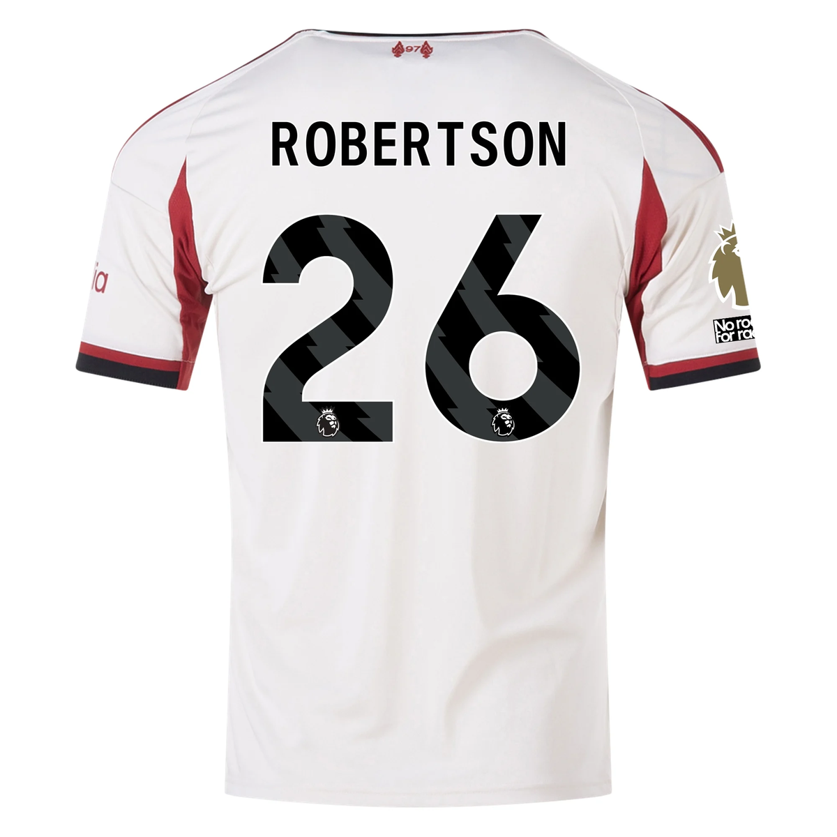adidas Men&#39;s Liverpool Andy Robertson Away Jersey w/ EPL Champions Patch 25/26 (Wonder White)
