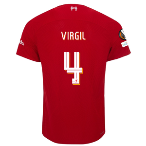 Nike Liverpool Authentic Virgil van Dijk Vaporknit Match Home Jersey w/ Europa League Patches 23/24 (Red/White)