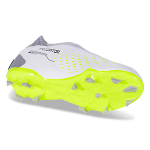 adidas jr. Predator Accuracy.3 LL Firm Ground Soccer Cleats (White/Core Black/Lucid Lemon)