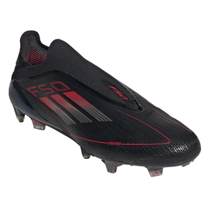 adidas F50 Elite Laceless FG Soccer Cleats (Black/Iron Metallic/Lucid Red)