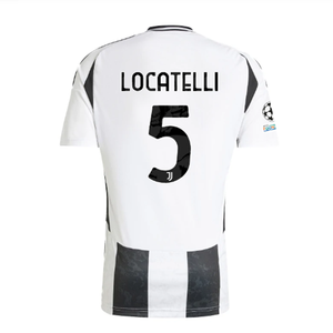 adidas Juventus Authentic Manuel Locatelli Home Jersey w/ Champions League + Copa Italia Patches 24/25 (White/Black)