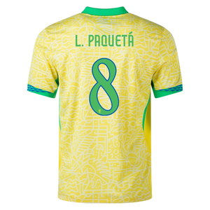 Nike Brazil Authentic Lucas Paqueta Home Jersey 24/25 (Dynamic Yellow/Lemon Chiffon/Green Spark)