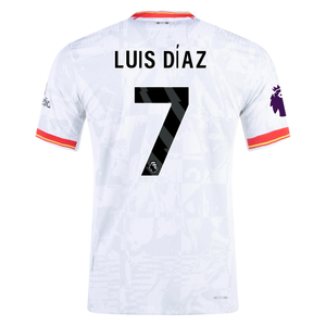 Nike Liverpool Authentic Luis Diaz Third Jersey w/ EPL Patch 24/25 (White/Pure Platinum)