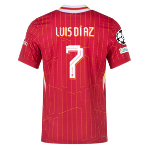 Nike Liverpool Match Authentic Luis Díaz Home Jersey w/ Champions League Patches 24/25 (Gym Red/Chrome Yellow)