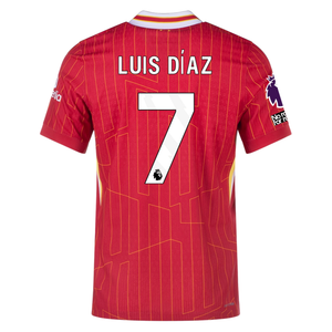 Nike Liverpool Match Authentic Luis Diaz Home Jersey w/ EPL + No Room For Racism Patches 24/25 (Gym Red/Chrome Yellow)