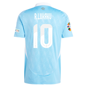 adidas Belgium Romelu Lukaku Away Jersey w/ Euro 2024 Patches 24/25 (Semi Blue Burst)