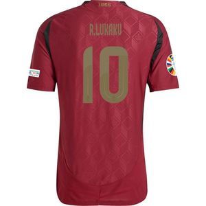 adidas Belgium Authentic Romelu Lukaku Home Jersey w/ Euro 2024 Patches 24/25 (Burgundy)