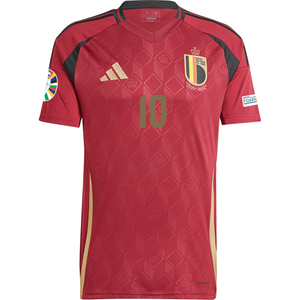 adidas Belgium Romelu Lukaku Home Jersey w/ Euro 2024 Patches 24/25 (Burgundy)